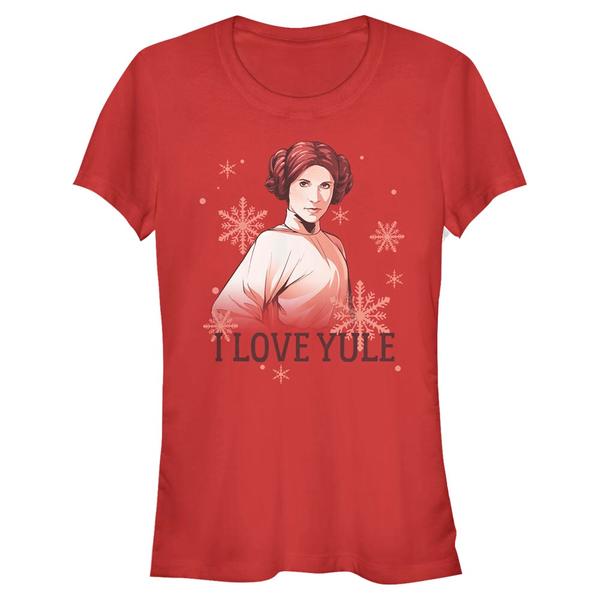 Preview: Star Wars - Princezna Leia I Love Yule - Christmas - Women's T-Shirt - Red - Front