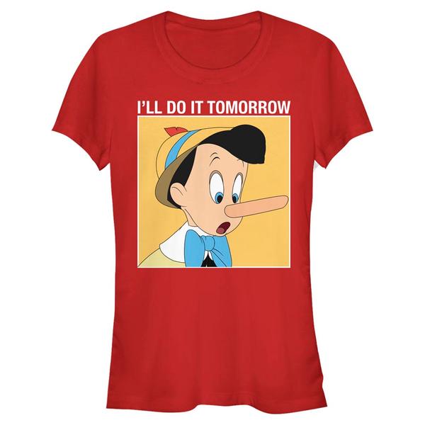 Aperçu: Disney Classics - Pinocchio - Pinocchio Do It Tomorrow - Femme T-shirt - Rouge - Devant