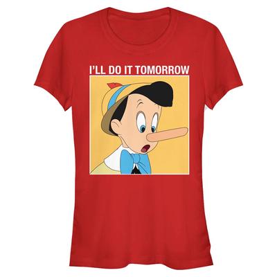 Disney Classics - Pinocho - Pinocchio Do It Tomorrow - Mujeres Camiseta - Rojo - delante
