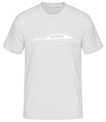 'Porsche Cayman 981' Silhouette  - Pánske basic tričko - Melírovo šedá - Predné