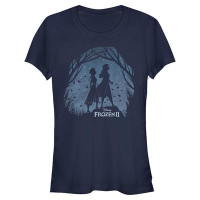 Disney - La Reine des neiges - Elsa & Anna Frozen2 Scenery - Femme T-shirt - Bleu marine - Devant