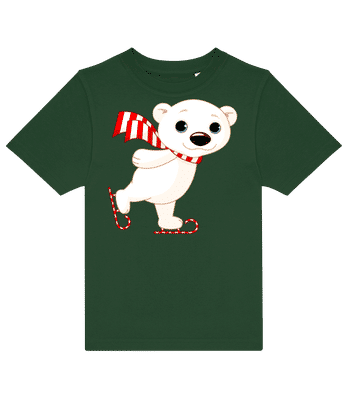 Patin À Glace Ours Polaire - T-shirt enfants B&C - Vert bouteille - Devant
