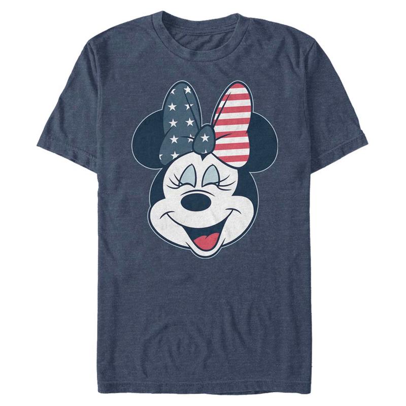 Vorschau: Disney - Micky Maus - Minnie Mouse American Bow - Männer T-Shirt - Marine meliert - Vorne