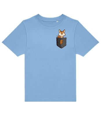 Brusttasche Fuchs - Kinder T-Shirt B&C - Hellblau - Vorne