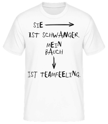 Schwanger Bauch Teamfeeling - Männer T-Shirt B&C - Weiß - Vorne