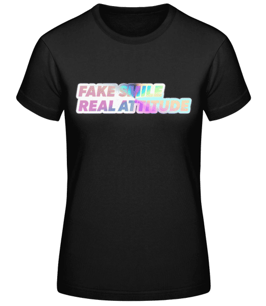 Aperçu: Y2K Fake Smile Real Attitude - T-shirt standard Femme - Noir - Devant