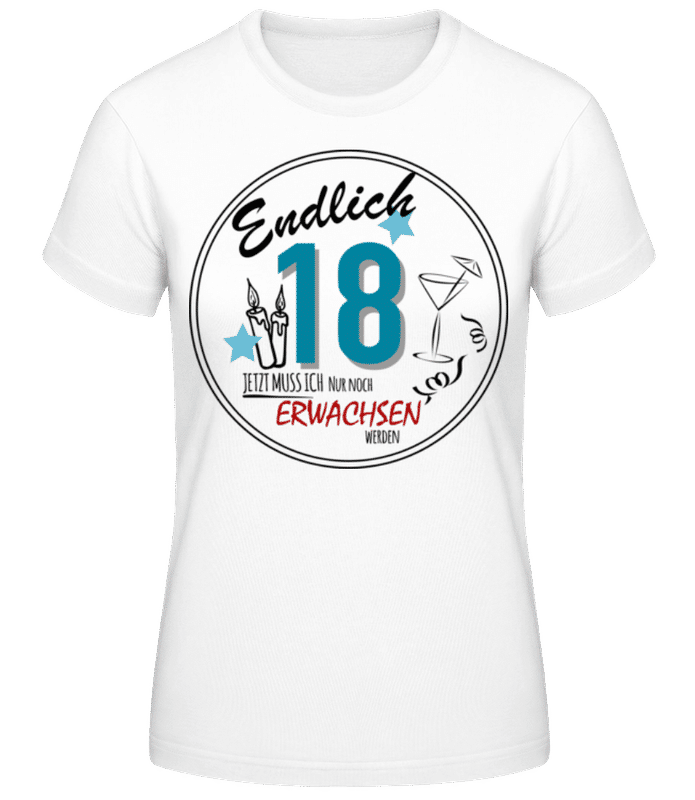 Vorschau: Endlich 18 Rund - Frauen Basic T-Shirt - Weiß - Vorne