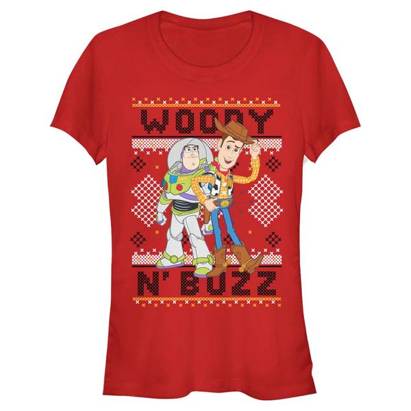 Aperçu: Disney - Toy Story - Woody & Buzz Woody Buzz Sew - Christmas - Femme T-shirt - Rouge - Devant