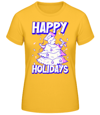Happy Holidays - Dámské basic tričko - Zlatožlutá - Napřed