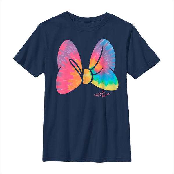 Aperçu: Disney Classics - Mickey Mouse - Minnie Mouse Tie Dye Bow - Enfant T-shirt - Bleu marine - Devant