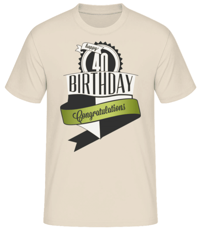 Náhled: 40 Birthday Congrats - Pánské basic tričko - Krémová - Napřed