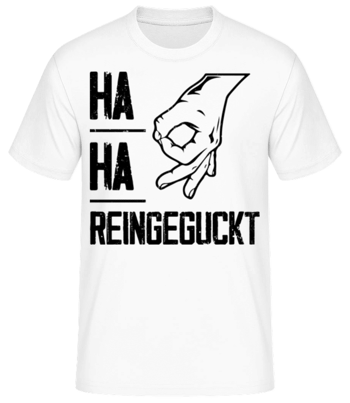 Vorschau: Handzeichen Reingeguckt - Männer Basic T-Shirt - Weiß - Vorne