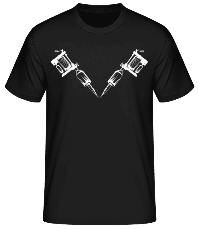 Vorschau: Tätowiermaschine Tattoo Weiß - Männer Basic T-Shirt - Schwarz - Vorne
