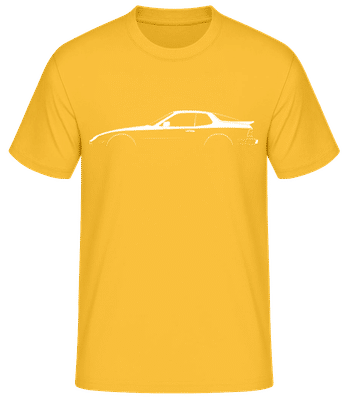 'Porsche 944 Turbo' Silhouette - Männer Basic T-Shirt - Goldgelb - Vorne