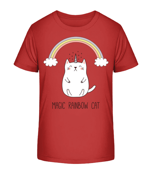 Aperçu: Magic Rainbow Cat - T-shirt bio Enfant Stanley Stella 2.0 - Rouge - Devant