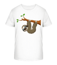 Cute Sloth Hanging On A Branch - Camiseta orgánica para niños Stanley Stella 2.0 - Blanco - delante