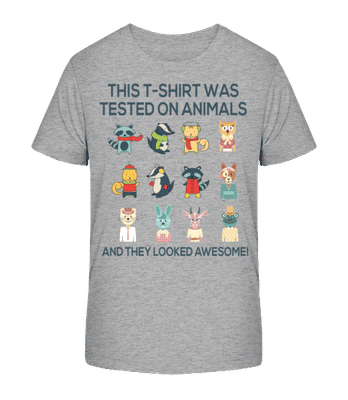 This Shirt Was Tested On Animals - T-shirt bio Enfant Stanley Stella 2.0 - Gris chiné - Devant