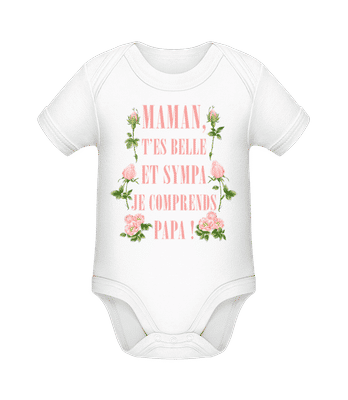 Maman T’es Belle - Body manches courtes bio - Blanc - Devant