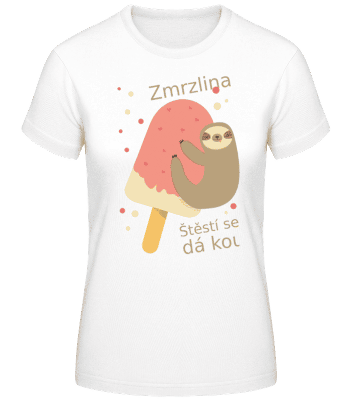 Náhled: Zmrzlina Štěstí Se Přece Dá Koupit - Dámské basic tričko - Bílá - Napřed