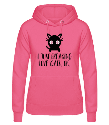 I Just Freaking Love Cats - Frauen Hoodie - Rosa - Vorne