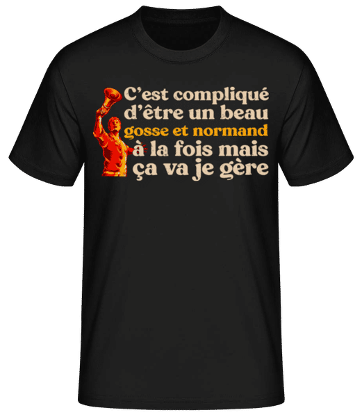 Aperçu: Beau Gosse Et Normand - T-shirt standard Homme - Noir - Devant