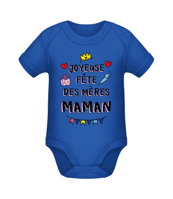 Joyeuse Fête Des Mères Maman - Body manches courtes bio - Bleu royal - Devant
