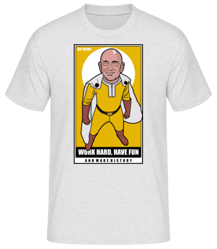 Vorschau: Jeff Bezos Saitama - Männer Basic T-Shirt - Grau meliert - Vorne