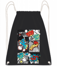 Cartoon Animals - Drawstring Backpack - Black - Vorn