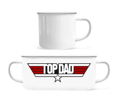 Top Dad - Tasse Émaillée - Blanc - Devant