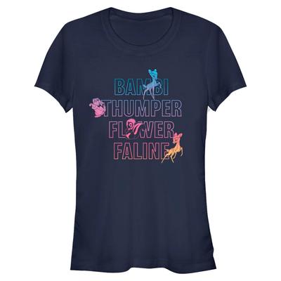Disney Classics - Bambi - Skupina Characters Names Stacked - Femme T-shirt - Bleu marine - Devant