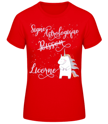 Signe Astrologique Licorne Poisson - T-shirt standard Femme - Rouge - Devant