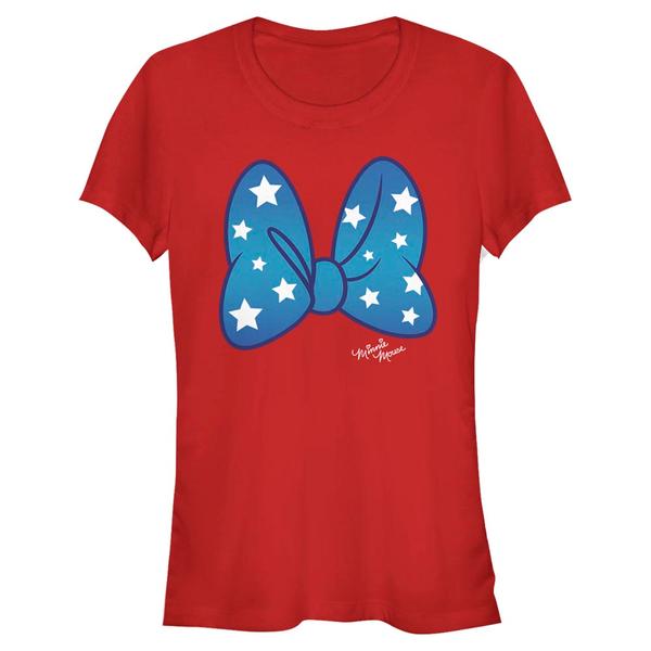 Aperçu: Disney - Mickey Mouse - Minnie Mouse Stars Bow - Femme T-shirt - Rouge - Devant