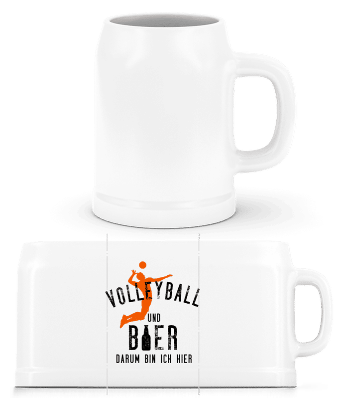 Vorschau: Volleyball Und Bier - Bierkrug - Weiß - Vorne