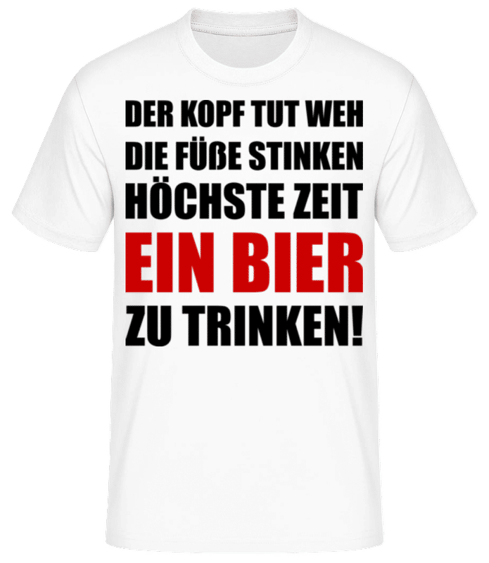 Vorschau: Kopf Tut Weh Bier Trinken - Männer Basic T-Shirt - Weiß - Vorne
