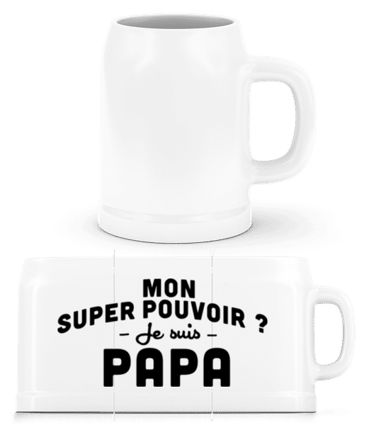 Aperçu: Super Pouvoir Papa - Chope de bière - Blanc - Devant
