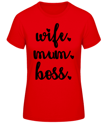 Motiv Wife Mum Boss - Frauen Basic T-Shirt - Rot - Vorne