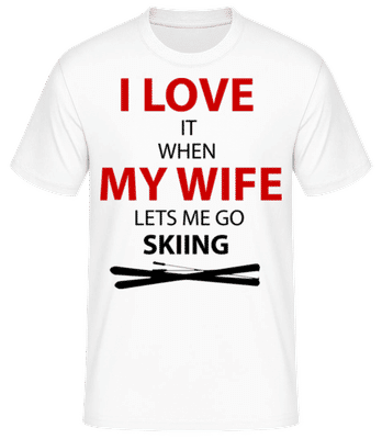 I Love Wife And Skiing - Männer Basic T-Shirt - Weiß - Vorne