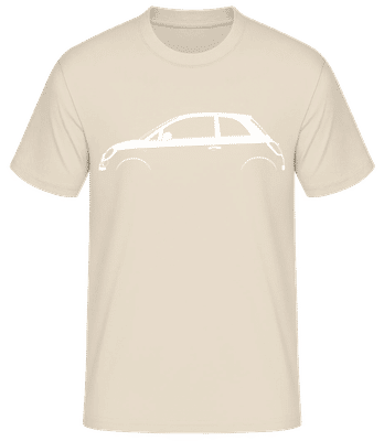 'Fiat 500 (2008)' Silhouette - Pánské basic tričko - Krémová - Napřed