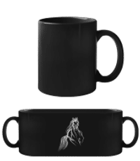 Tetovanie cválajúceho kona 1 - Čierny hrnček - Čierna - Predné