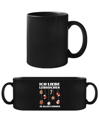 Ich Liebe Lebkuchen - Schwarze Tasse - Schwarz - Vorne