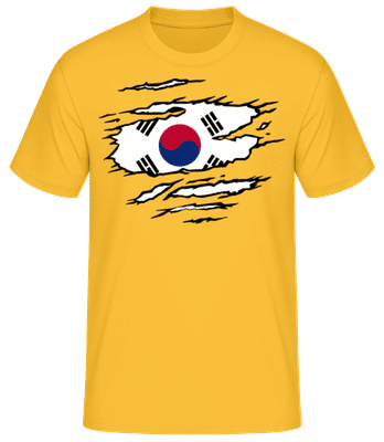  Drapeau déchiré Corée du Sud - T-shirt standard Homme - Jaune doré - Devant