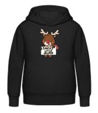 Santas Little Helper Reindeer - Kid's Hoodie - Black - Front