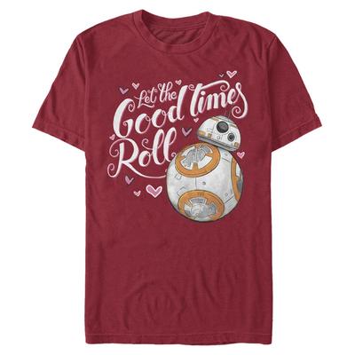 Star Wars - Síla se probouzí - BB-8 Good Times Heart - Den svatého Valentýna - Pánské Tričko - Třešeňová - Napřed