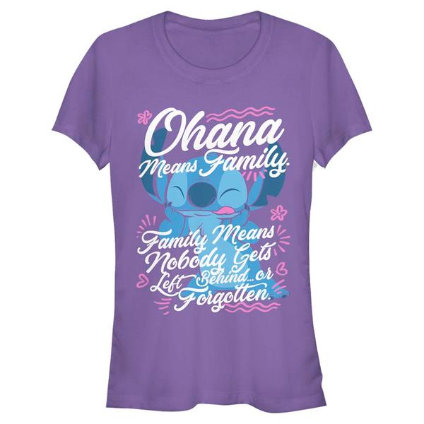 Aperçu: Disney Classics - Lilo & Stitch - Quote Ohana Family - Femme T-shirt - Pourpre - Devant