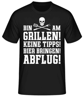 Bin Am Grillen White - Männer Basic T-Shirt - Schwarz - Vorne