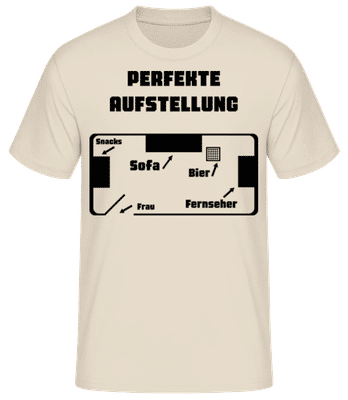 Perfekte Fußball Aufstellung Schwarz - Männer Basic T-Shirt - Creme - Vorne
