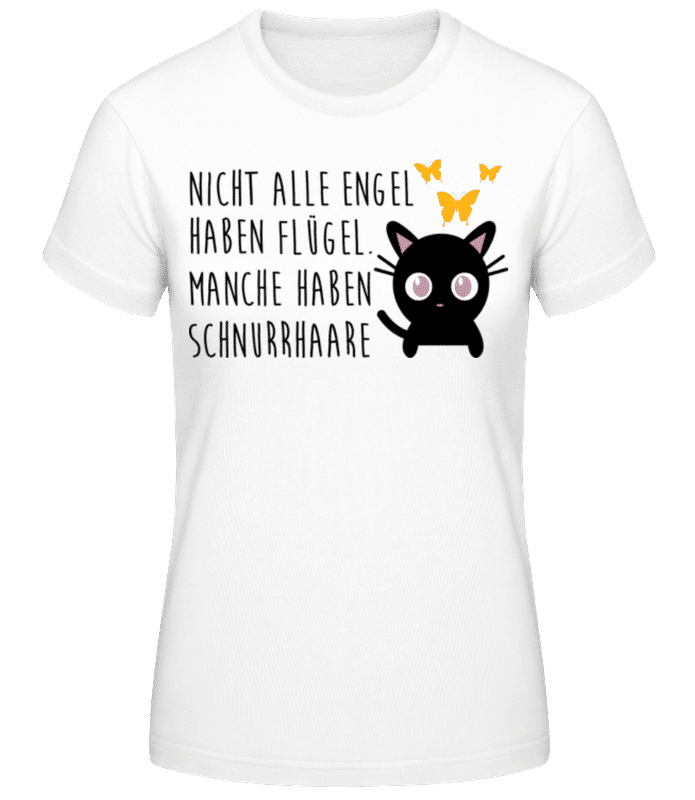 Vorschau: Katze Engel Schnurrhaare - Frauen Basic T-Shirt - Weiß - Vorne
