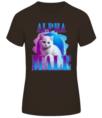 Alpha Male Cat - Women's Basic T-Shirt - Brown - Front