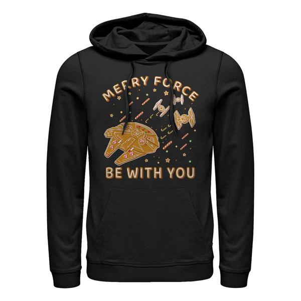 Preview: Star Wars - Millennium Falcon Gingerbread Falcon - Christmas - Unisex Hoodie - Black - Front