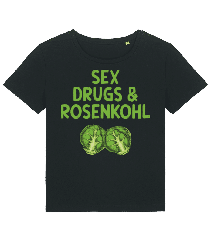 Vorschau: Sex Drugs & Rosenkohl - Frauen Bio T-Shirt Stanley Stella 2.0 - Schwarz - Vorne